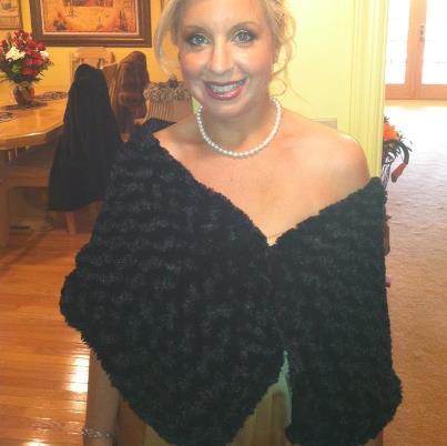 The bride's mother made us these faux Persian lamb capelets for our dresses.