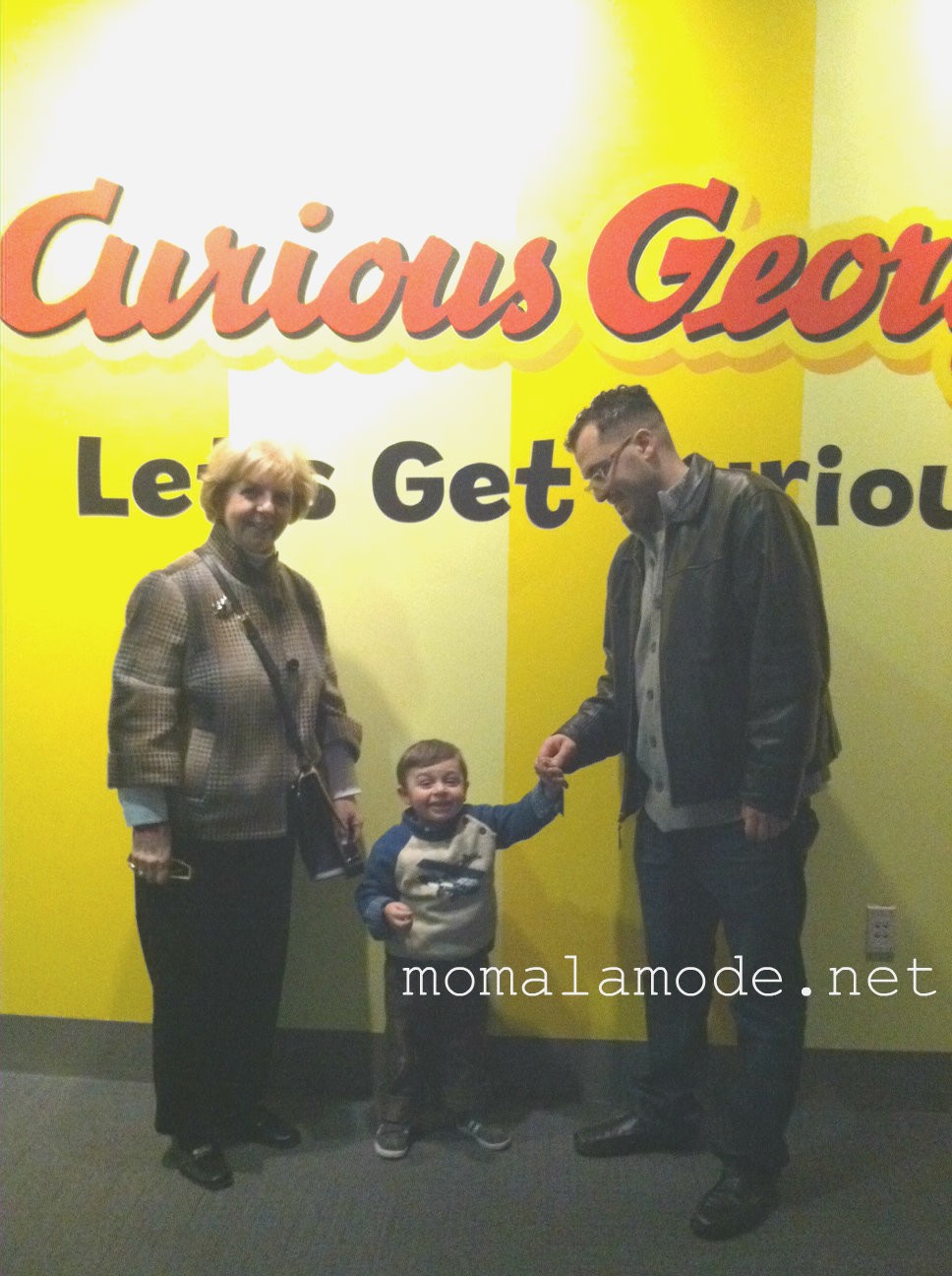 Nana, Roc & Daddy excited to see Curious George