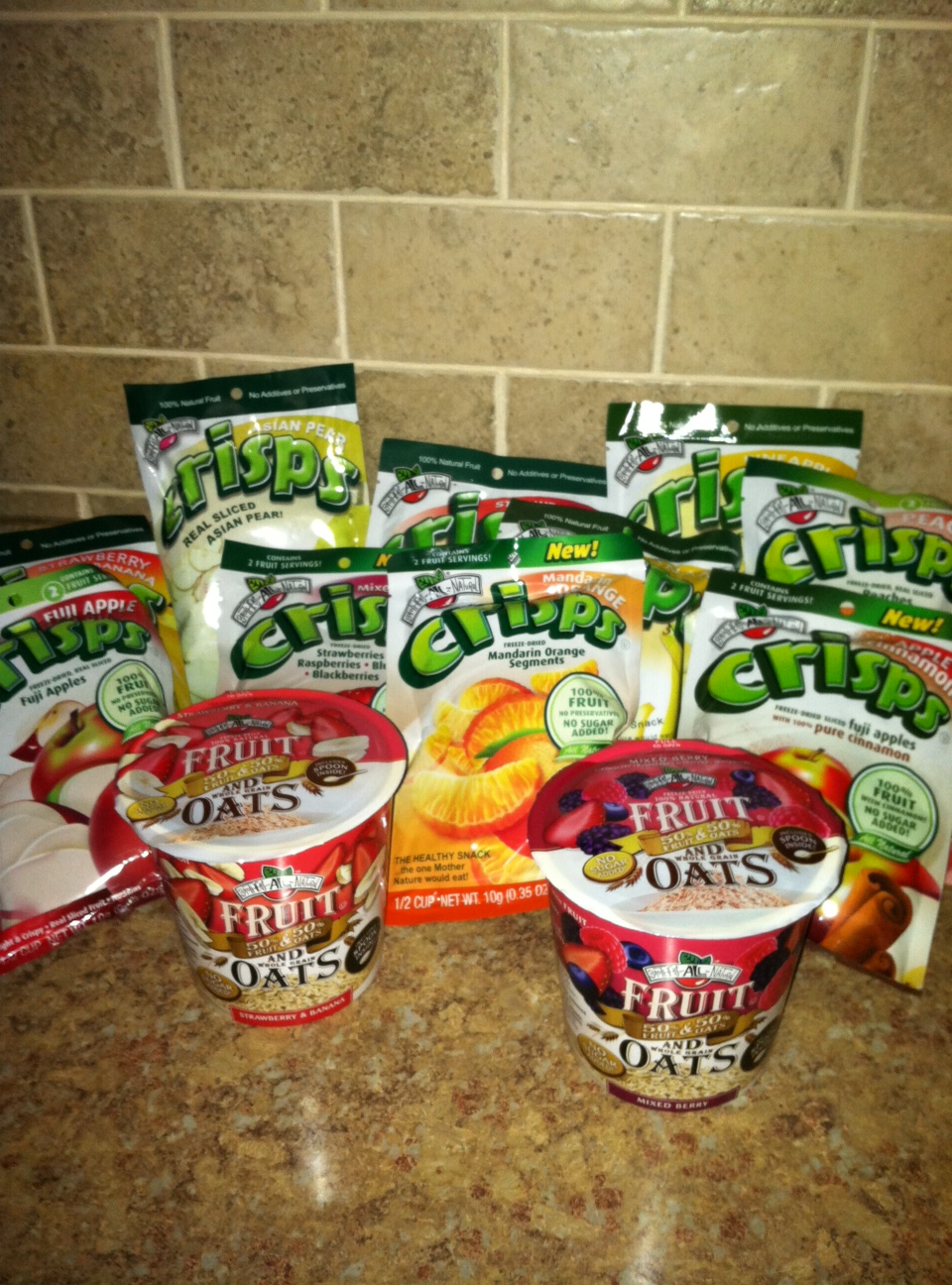 A sampling of the healthy snack products from Brothers-All-Natural