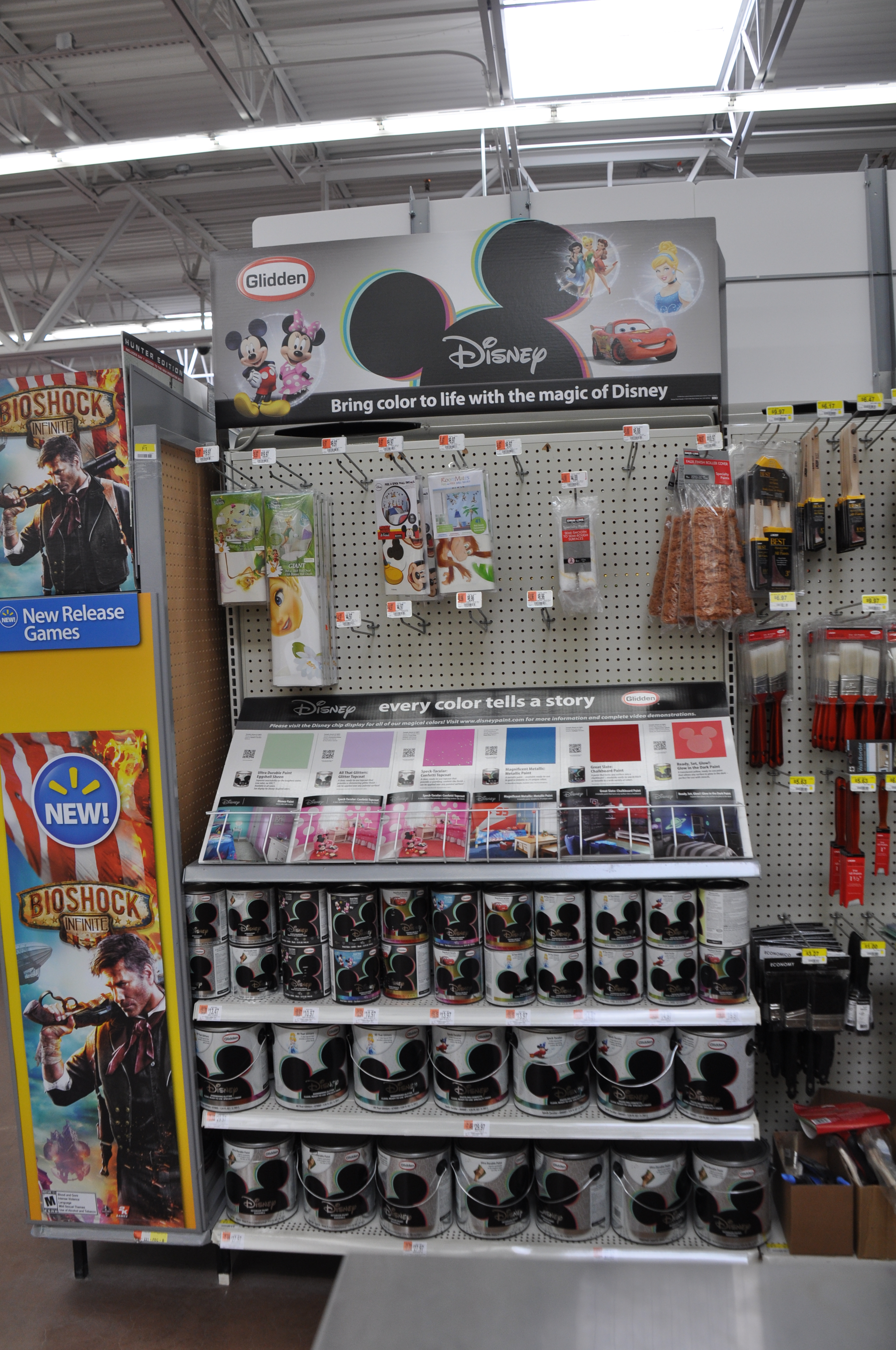 The extensive Disney Paint Display at Walmart.