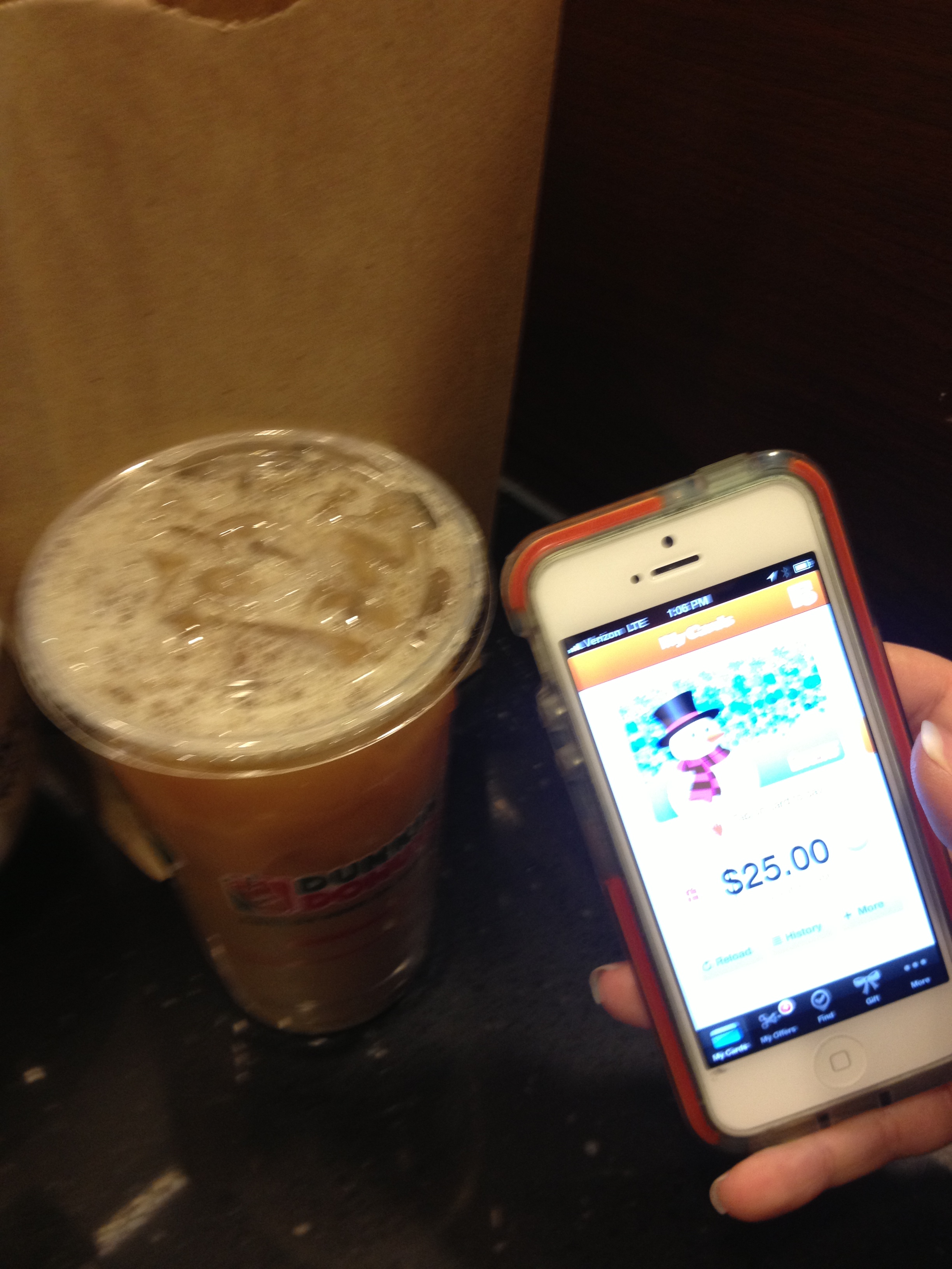 My Dunkin' Donuts Mobile App in action