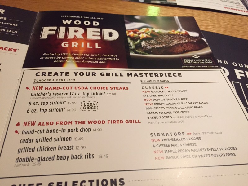 Wood Fired Grill Menu